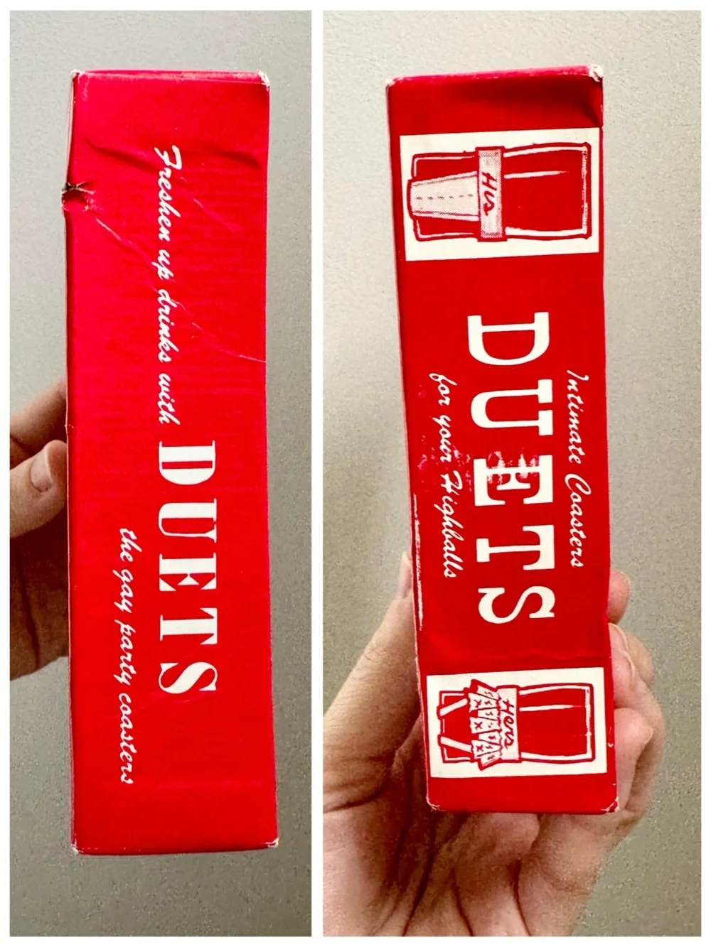 Vintage 1950s Duets Intimates His & Hers Coasters, Set of 4 (Original Box)